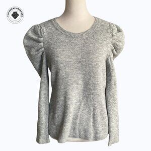 INC International Concepts Grey Puff Sleeve Knit Wool Blend Sweater Size M